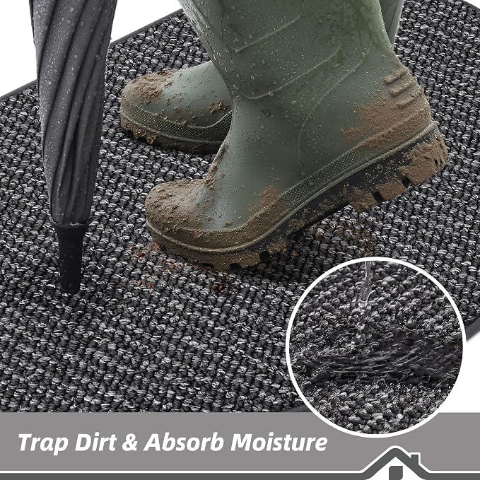 BEQHAUSE Dirt Trapper Door Mat 36" x 60" Half Circle Non Slip Washable Doormats - Image 4