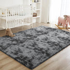 Litanika 9x12 Shag Area Rug for Living Room Bedroom, Tie-Dyed Dark Grey High - Image 3