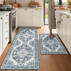 Boho Kitchen Mats for Floor 2 Piece Set Anti Fatigue Cushioned PVC Kitchen Rugs by tubeamin