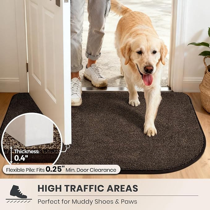 PURRUGS Dirt Trapping Door Mat Half Round 32" x 47", Non-Slip Machine Washable - Image 6