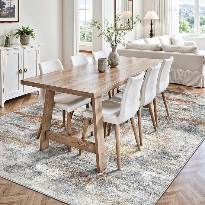 Washable Rug 6x9, Abstract Morden Soft Area Rug, Non-Slip Low Pile Rugs - Image 4