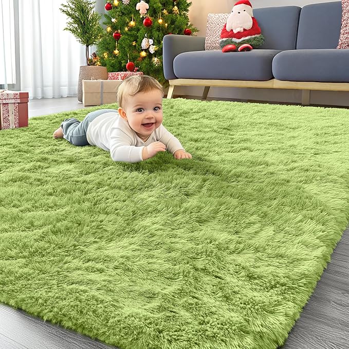 OLANLY Area Rugs for Living Room Bedroom, Machine Washable 4x5.9 ft Soft Fluffy by OLANLY