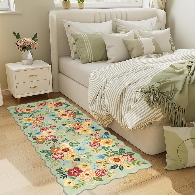 DUKINO 2x5 Washable Runner Rugs, Non Slip Floral Print Entryway Rug - Image 6