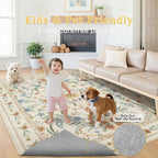 Beige Floral Area Rug 5x7, Neutral Washable Girls Bedroom Rug - Image 6