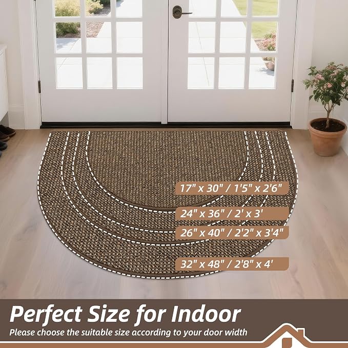 BEQHAUSE Dirt Trapper Door Mat 32" x 48" Half Circle Non-Slip Washable Doormats - Image 2