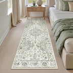 Neutral Kitchen Rug Set of 3 Washable Green Vintage Kitchen Mats - Image 8