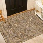 Vintage Gold Brown Entryway Rug, 3x4 Washable Area Rugs by HazoHaus
