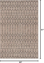 JONATHAN Y Moroccan Geometric Indoor Outdoor Area Rug 5X8 Natural/Black - Image 2