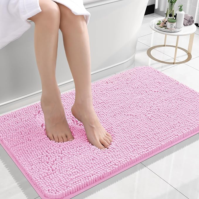 OLANLY Small Bathroom Rugs 24x16, Extra Soft Absorbent Chenille Bath Rugs by OLANLY