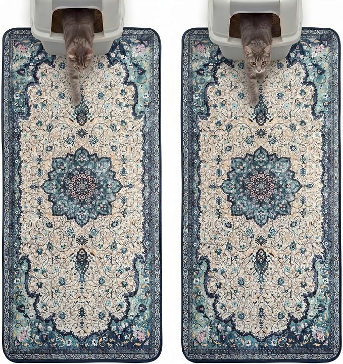 Hompet Cat Litter Mat 2 Pack, 24x60 Large Machine Washable Trapping Mats by Hompet