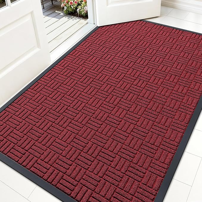 OLANLY Front Door Mat Outside Entrance 59x34, Heavy Duty Sturdy Natural Rubber by OLANLY