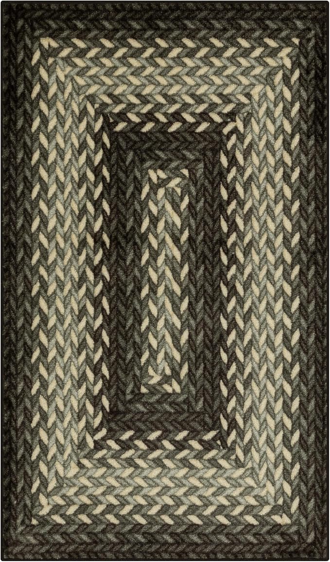 Maples Rugs Marion Bohemian Braided-Style Print Area Rug – Made in USA – by MaplesRugs