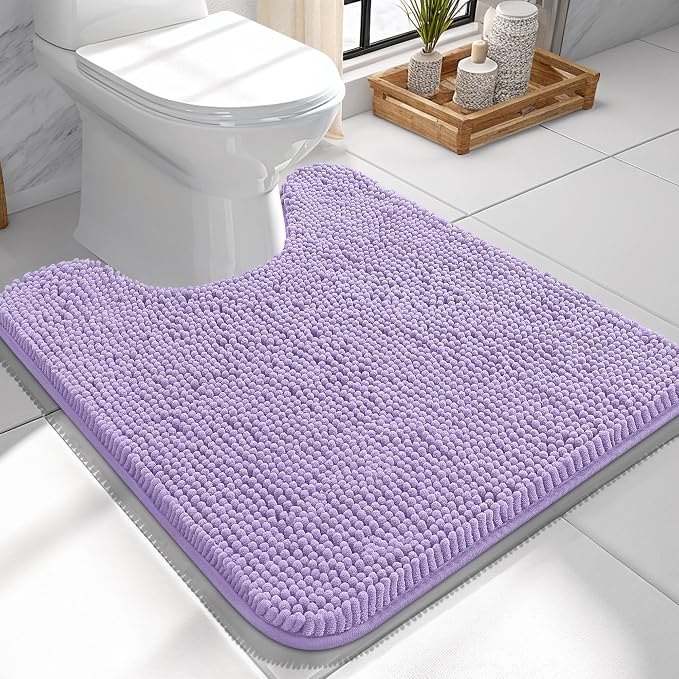 OLANLY Toilet Rugs U-Shaped 24x24, Extra Soft Absorbent Chenille Contour by OLANLY
