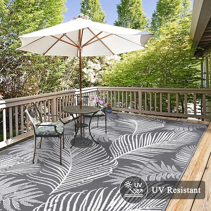 Pauwer Waterproof Outdoor Rug 6x9, Reversible Plastic Straw Patio Camping Rug - Image 4