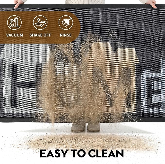 Front Door Mat, Heavy Duty Non-Slip Rubber Dirt Trapper, Quick-Dry Low-Profile - Image 4