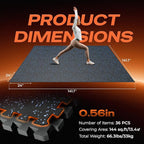 SUPERJARE 0.56'' Thick 36 Pcs 144 Sq Ft Rubber Top Exercise Equipment Mats - Image 7