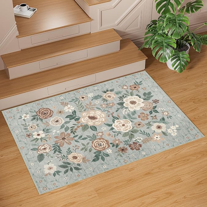DUKINO 2x3 Rugs for Entryway, Floral Indoor Washable Door Mat, Non Slip Boho - Image 8