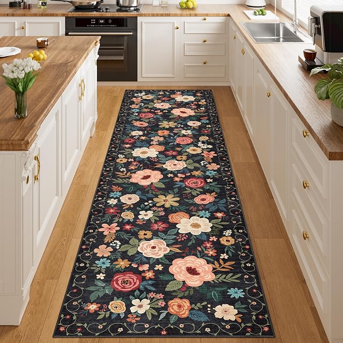 DUKINO Runner Rug for Hallway, 2.6x10 Washable Floral Long Kitchen Rug - Image 7