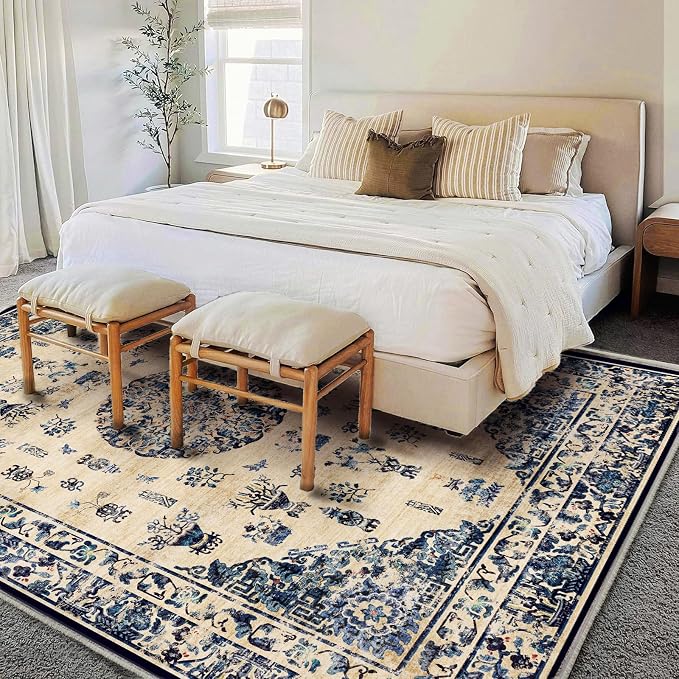 CHAMPLANT Washable Area Rug 8'x10' Retro Boho Design Non-Shedding Non-Slip Easy - Image 2