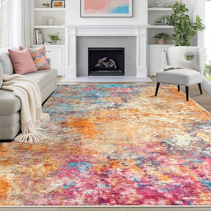 8x10 Area Rugs for Living Room Rug Washable: Abstract Large Rug for Dining Room - Image 9