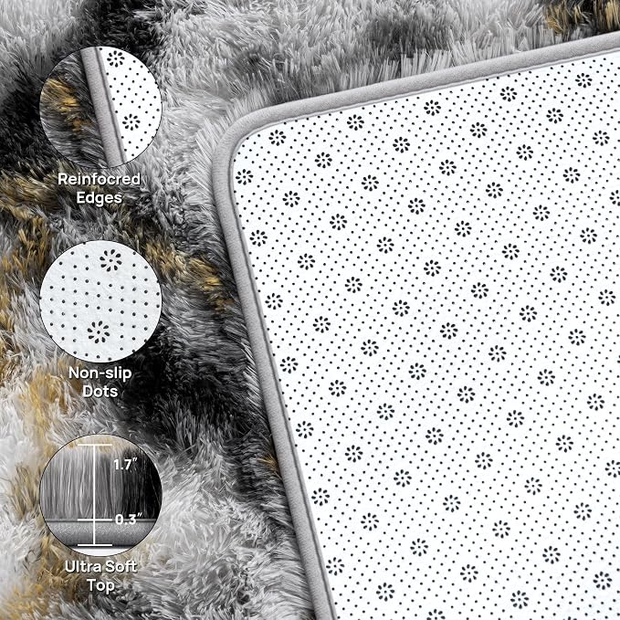 Deerhoo Large Shag Area Rugs 6 x 9, Tie-Dyed Plush Fuzzy Rugs - Image 4