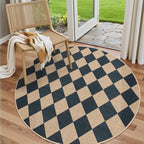 Lahome Colette Checkered Round Rugs 6ft, Washable Easy Jute Circle Patio Rug by Lahome