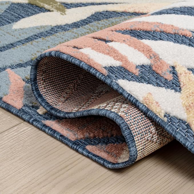 JONATHAN Y Tropics Palm Leaves Indoor Outdoor Area Rug 3x5 Dark Blue/Multi - Image 4