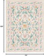 7x9 Pink Boho Floral Area Rug – Washable Non-Slip Soft Carpet - Image 2