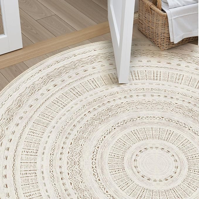 cotiled 6x6 Round Area Rugs Living Room Rug: Washable Boho Rugs - Image 6