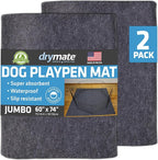 Drymate 2-Pack Jumbo Dog Playpen Mat, Waterproof, Slip-Resistant, Machine by Drymate