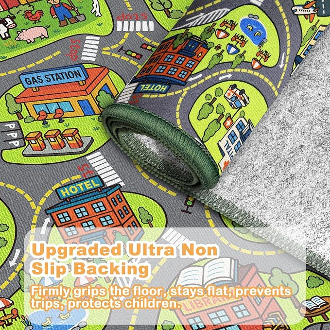 Upgrade Ultra Non Slip Kids Car Rug, Kids Road Playmat Rug - Image 2