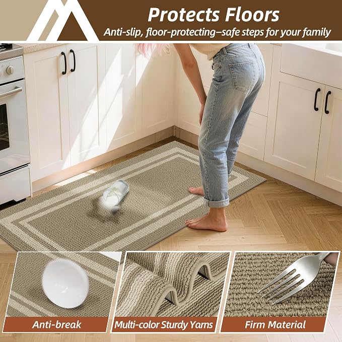 COSY HOMEER Kitchen Rugs Sets 2PCS, Non-Slip Washable Kitchen Mats - Image 6