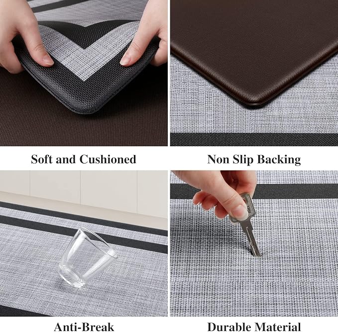 Mattitude Kitchen Mats Set of 2 Cushioned Rugs 0.47 inch Thick Anti-Fatigue Mats - Image 3