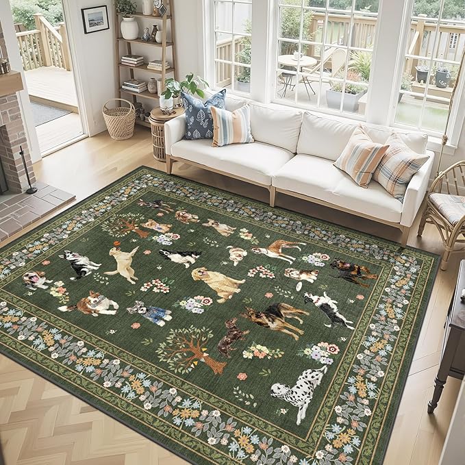 Washable 6x9 Dogs Area Rugs, Soft Bedroom Rug by WelcometoBabovid