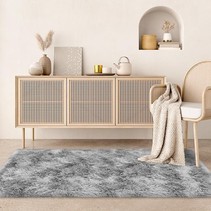 2x6 Grey Runner Rug for Bedroom, Soft Fluffy Runner Area Rug for Living Room - Image 3