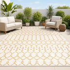 JONATHAN Y Moroccan Geometric Indoor Outdoor Area Rug 3X5 Cream/Orange by JONATHANY