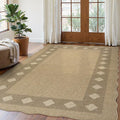LIVEBOX Easy Jute Diamond Rug for Living Room, Scalloped Washable 5x7 Tan Rug by LIVEBOX
