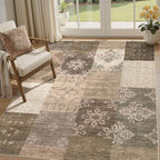 UERMEI 5x7 Area Rug for Living Room, Washable Brown Modern Geometric Patchwork by UERMEI