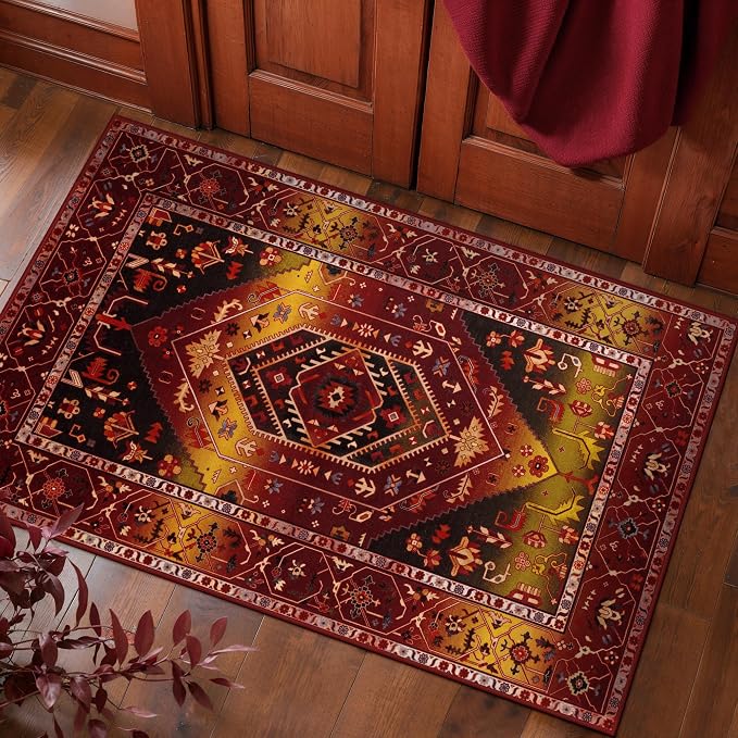SERISSA Boho Rugs for Entryway, 2x3 Washable Non-Slip Rug Small Area Rug by SERISSAHomeDecorCollection