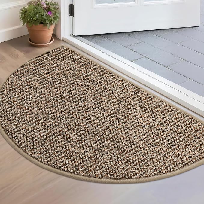 BEQHAUSE Dirt Trapper Door Mat 17" x 30" Half Circle Non Slip Washable Doormats by BEQHAUSE