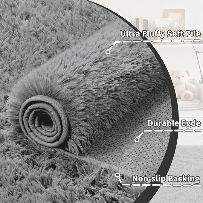 4x6 Area Rug for Living Room: Ultra Soft Fluffy Rug Modern Large Thicked Shag - Image 7