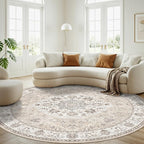 Washable 6ft Circle Round Rug: 6x6 Low-Pile Circular Rug - Image 4