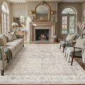 8x10 Washable Vintage Area Rug Beige Oriental Living Room Bedroom Throw Rug by WondRg