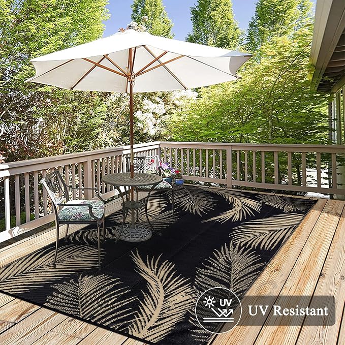 Pauwer Waterproof Outdoor Rug 8x10, Reversible Plastic Straw Patio Camping Rug - Image 3