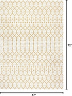 JONATHAN Y Moroccan Geometric Indoor Outdoor Area Rug 4X6 Cream/Yellow - Image 2