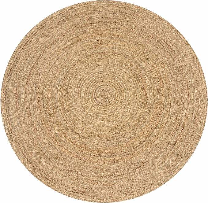 Hausattire Hand Woven Jute Braided Rug, 5’ Round – Natural, Reversible Boho - Image 3