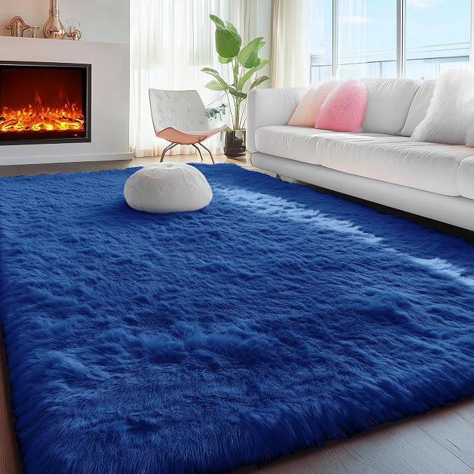 PAGISOFE Blue Rug 4x6 Ft Fluffy Shag Rugs - Image 4