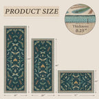 JTJ Botanical Insect Kitchen Rug Set of 3, Washable and Non-Slip Low Pile Floor - Image 2
