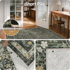 GENIMO 5x7 Washable Area Rug, Non-Slip Vintage Boho Floral Carpet, Soft - Image 6