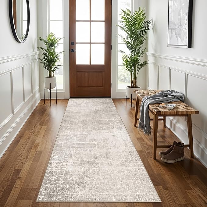 3x7 Washable Hallway Runner Rug: Abstract Stain Resistant Kitchen Rug Farmhouse - Image 4